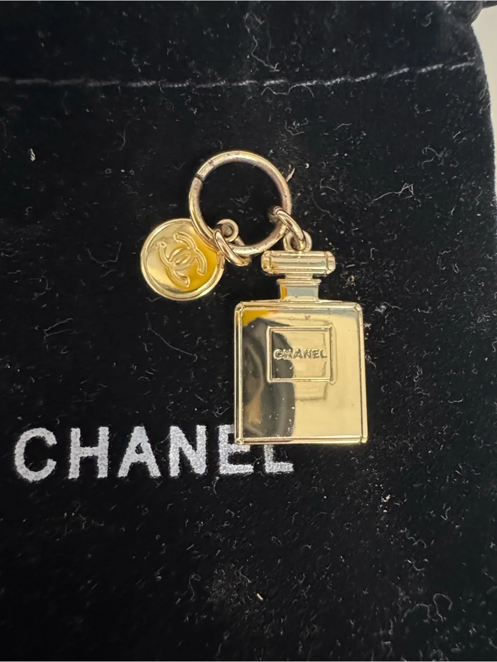 CHANEL Charm Set with Black Velvet Pouch and Chanel Number 5 1.5 ml.